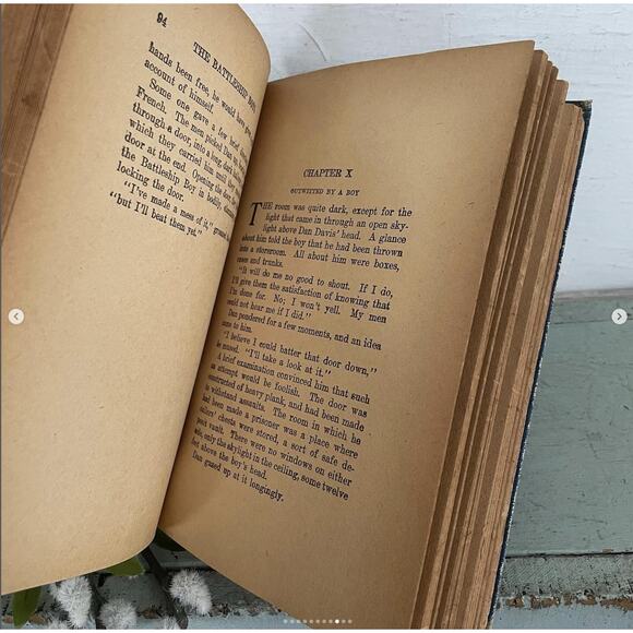 Antique 1900 Children’s Battleship Boys Foreign Service Blue Shabby Book Patchin - Picture 9 of 10